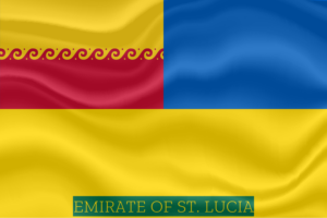 emitate of st. lucia with flag overlay