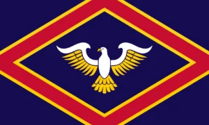 Navy Blue-Yellow-Red Flag w/ Eagle