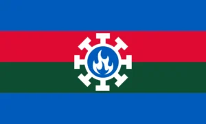 Blue-Red-Green Flag w/ Custom Symbol