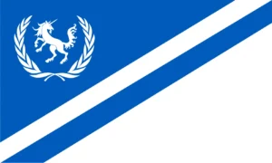 Blue-White Flag w/ Laurel &amp; Unicorn