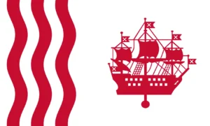 White-Red Flag w/ Ship