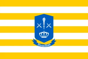 ruby/vermillion flag with CoA