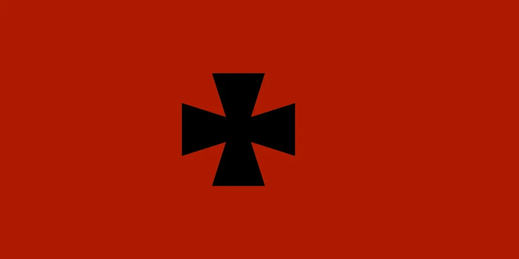 Black Cossack cross on red background