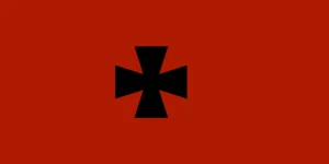 Black Cossack cross on red background