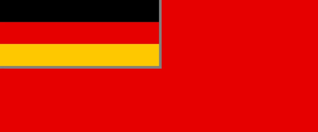 German flag outlined with Grey on Red background