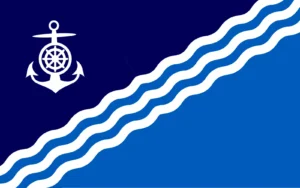 Double Blue and White Flag w/ Anchor-Ship’s Wheel Combo