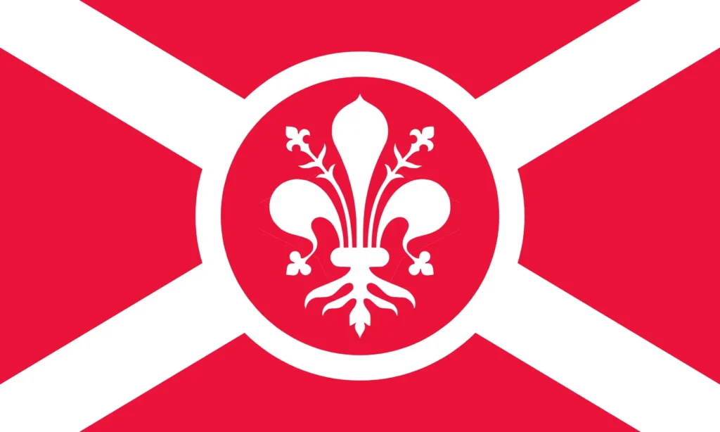 Red-White Flag w/ Fleur-de-Lis