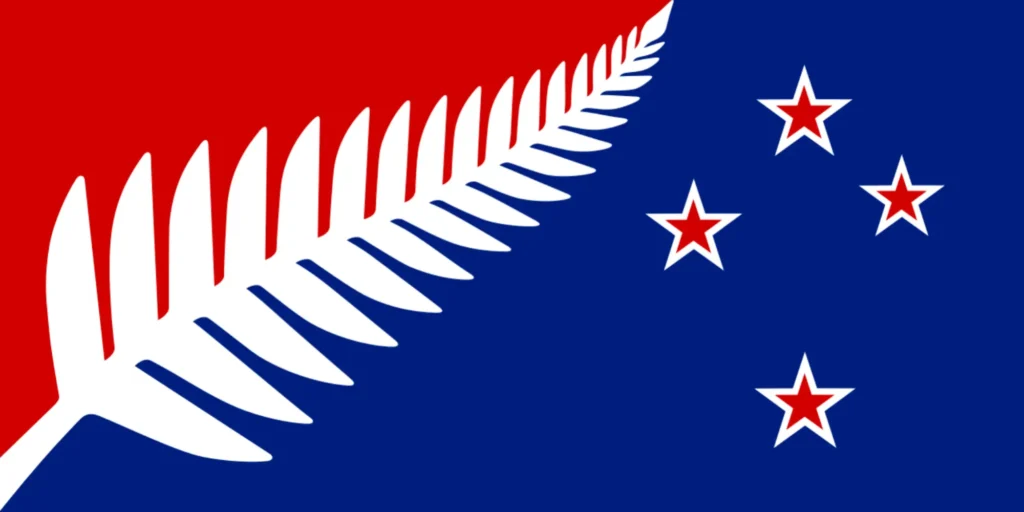 New Zealand Silver Fern Flag (Red, White & Blue)