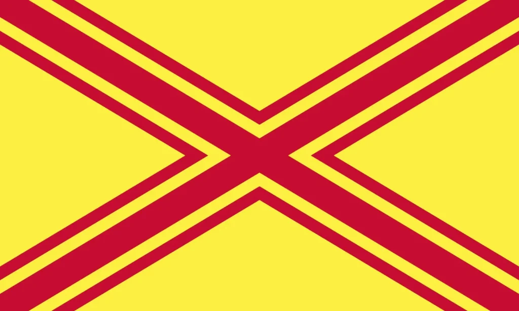 Yellow with Red Saltire